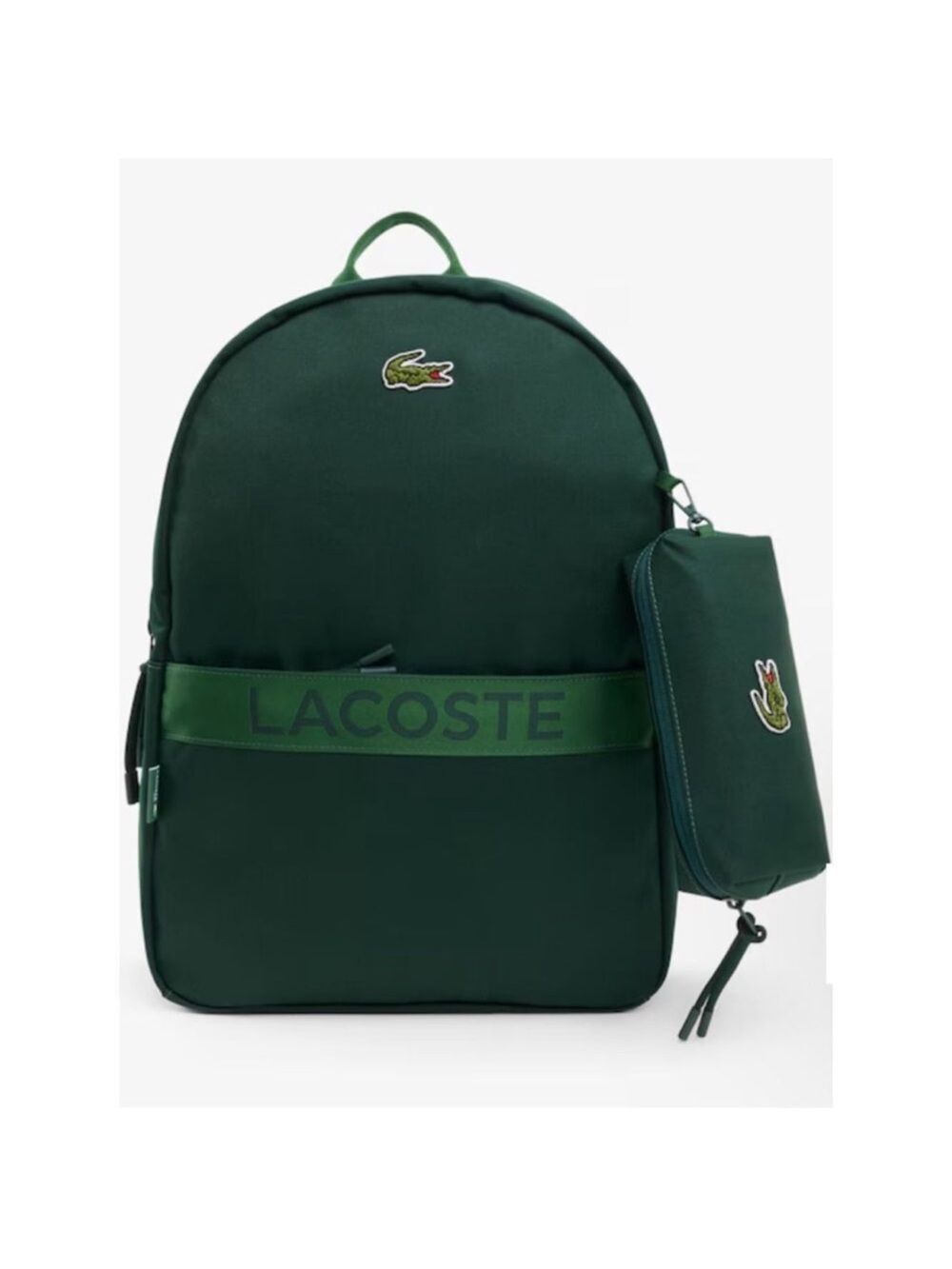 LACOSTE HUNTER GREEN SINOPLE BACKPACK PENCIL CASE Unisex 3 pocket